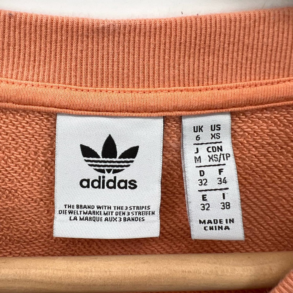 Adidas Womens Trefoil Flame Sweatshirt Dress XS Peach/Orange Loose Fit Logo - Picture 7 of 8